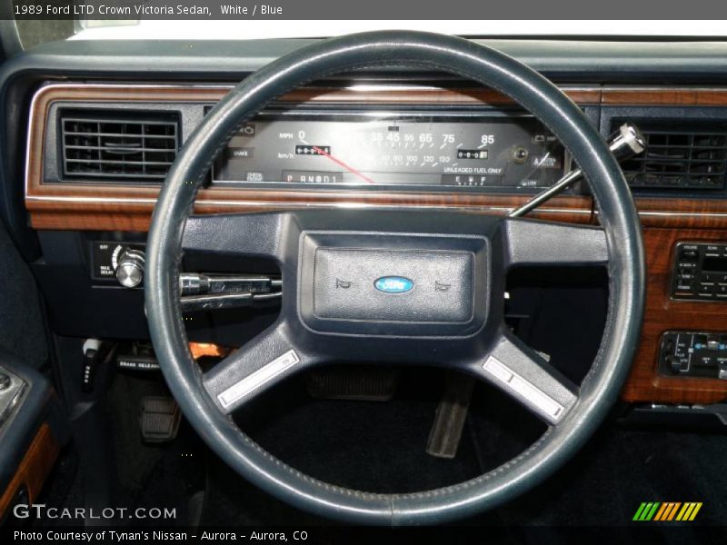 White / Blue 1989 Ford LTD Crown Victoria Sedan
