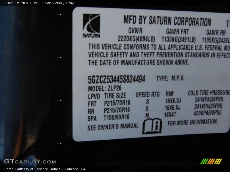 Silver Nickel / Gray 2005 Saturn VUE V6