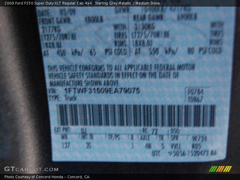 Sterling Grey Metallic / Medium Stone 2009 Ford F350 Super Duty XLT Regular Cab 4x4