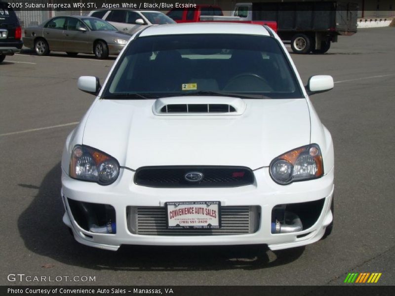 Aspen White / Black/Blue Ecsaine 2005 Subaru Impreza WRX STi