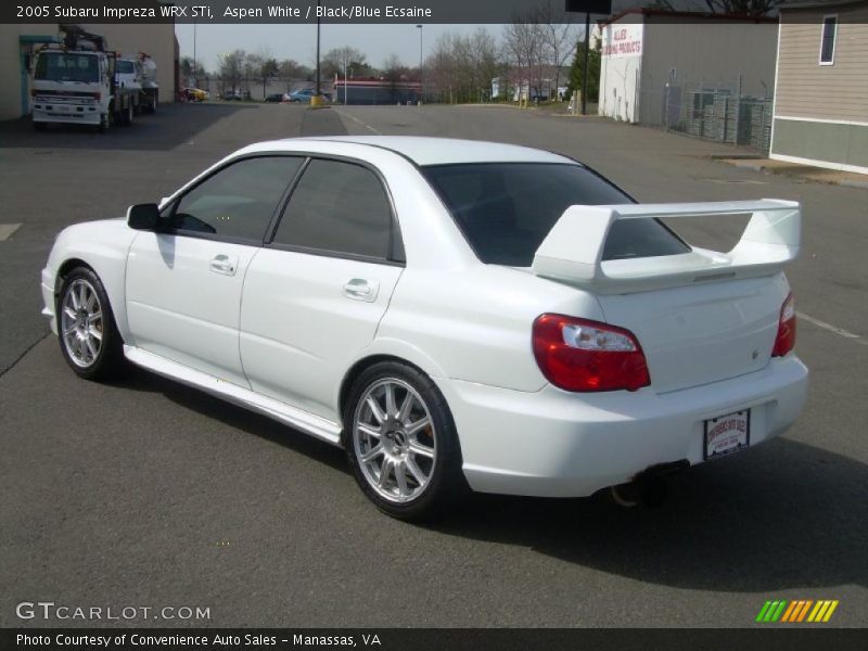 Aspen White / Black/Blue Ecsaine 2005 Subaru Impreza WRX STi