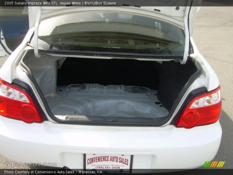Aspen White / Black/Blue Ecsaine 2005 Subaru Impreza WRX STi