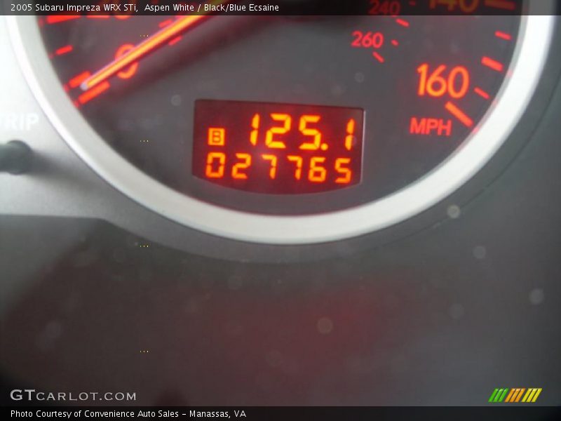 Aspen White / Black/Blue Ecsaine 2005 Subaru Impreza WRX STi