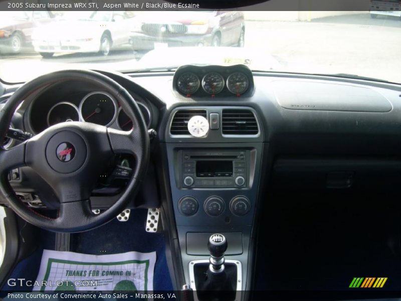 Aspen White / Black/Blue Ecsaine 2005 Subaru Impreza WRX STi