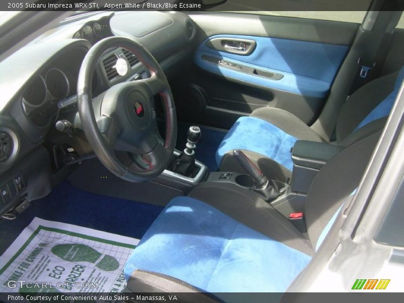 Aspen White / Black/Blue Ecsaine 2005 Subaru Impreza WRX STi