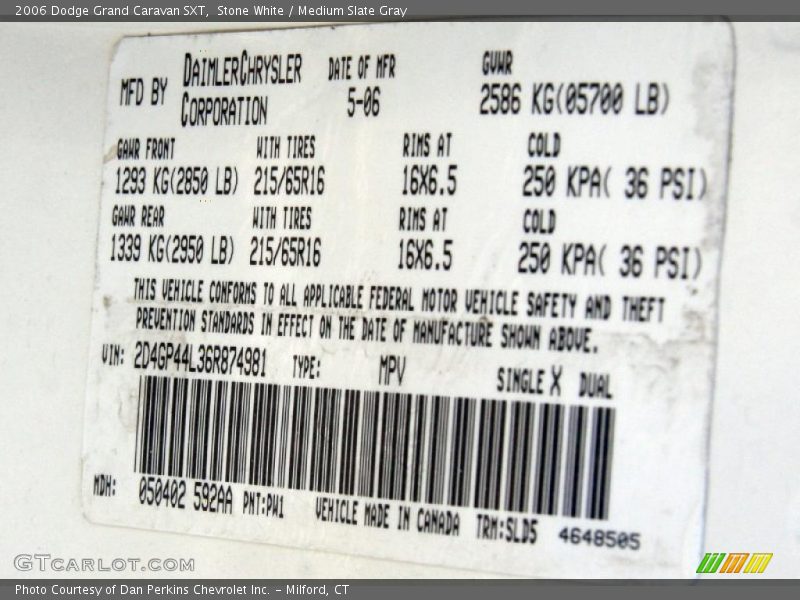 Stone White / Medium Slate Gray 2006 Dodge Grand Caravan SXT