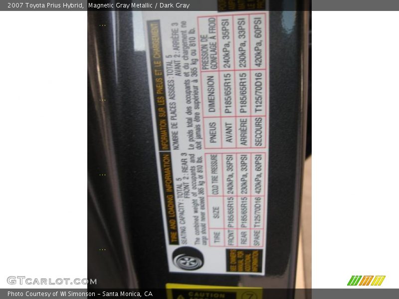 Magnetic Gray Metallic / Dark Gray 2007 Toyota Prius Hybrid