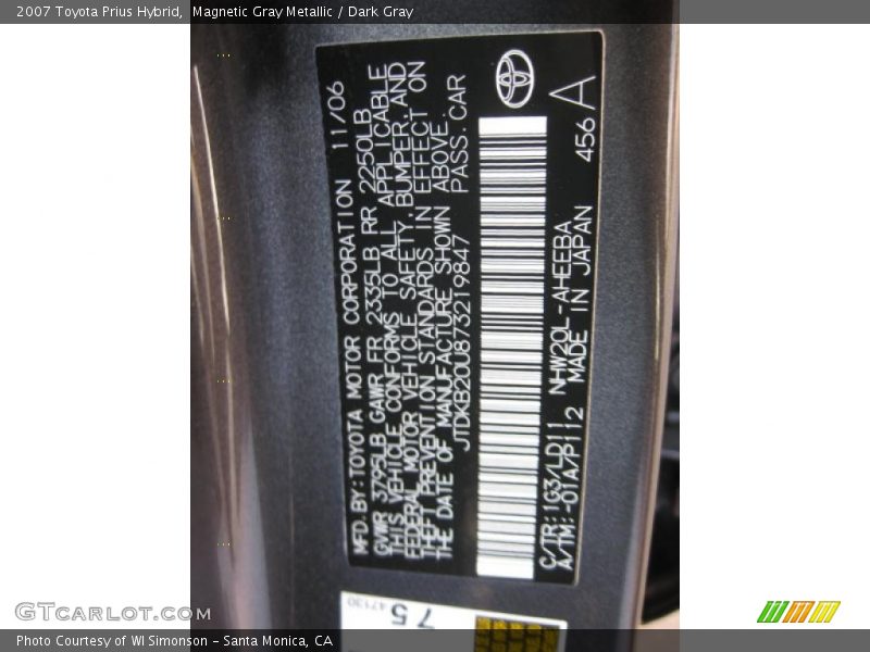 Magnetic Gray Metallic / Dark Gray 2007 Toyota Prius Hybrid