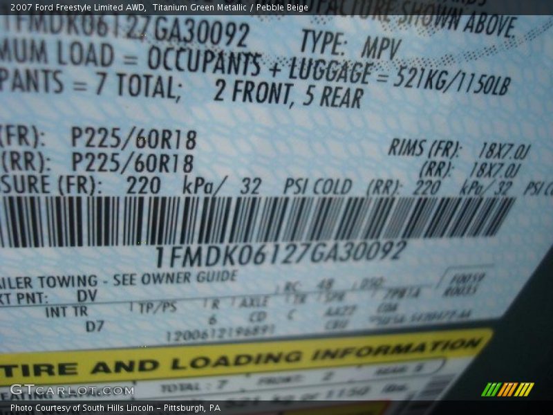 Titanium Green Metallic / Pebble Beige 2007 Ford Freestyle Limited AWD