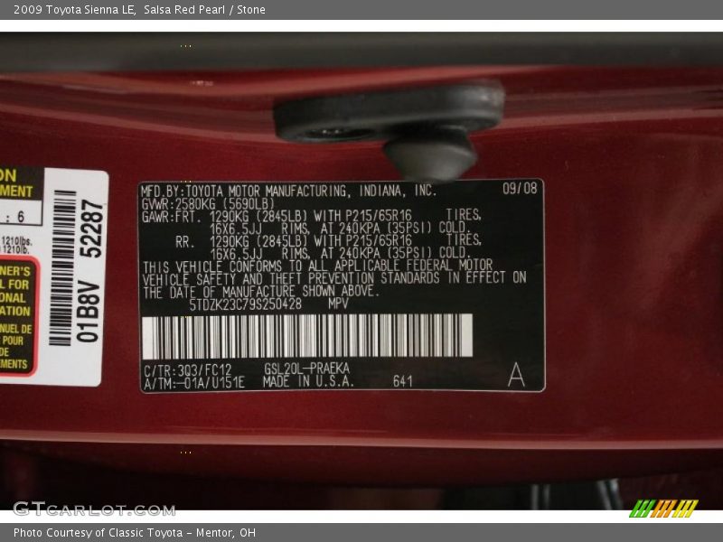 Salsa Red Pearl / Stone 2009 Toyota Sienna LE