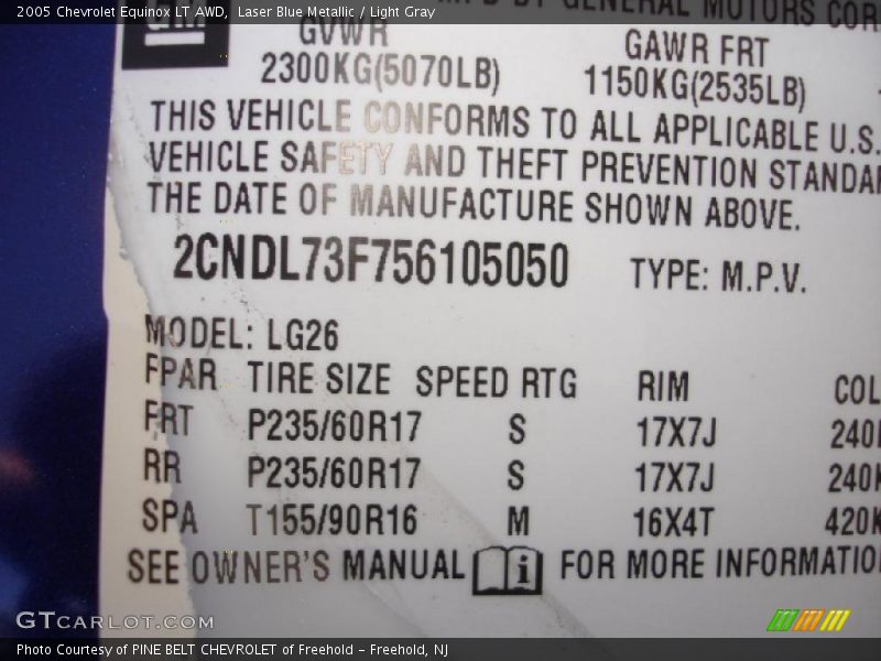 Laser Blue Metallic / Light Gray 2005 Chevrolet Equinox LT AWD