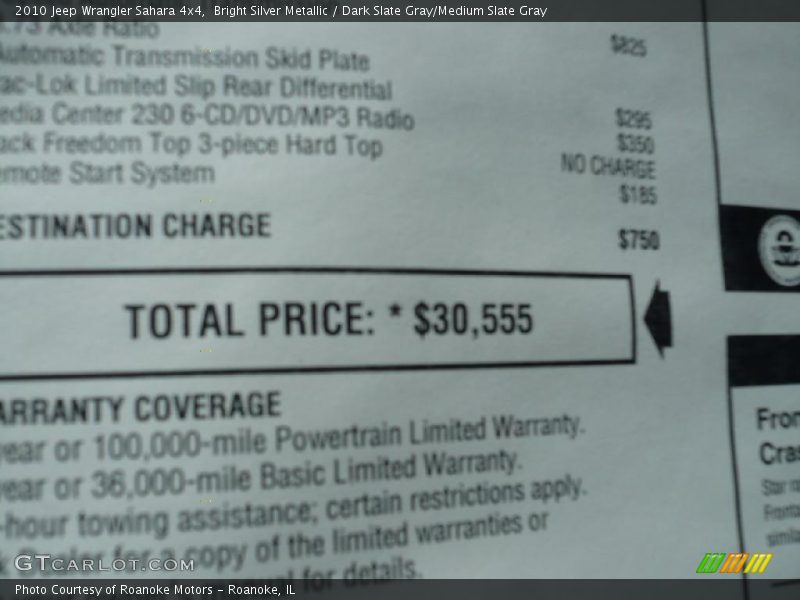 Bright Silver Metallic / Dark Slate Gray/Medium Slate Gray 2010 Jeep Wrangler Sahara 4x4