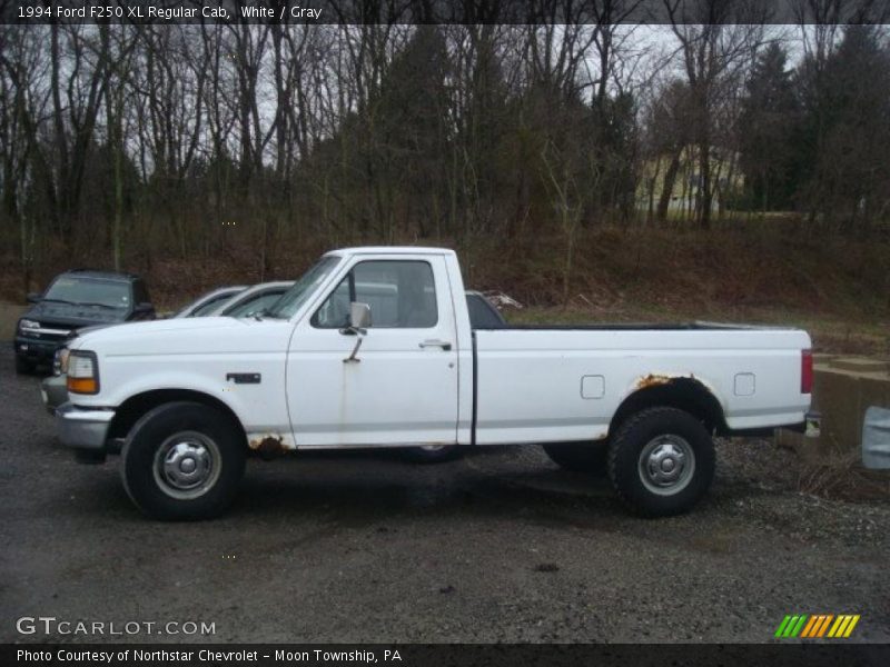 White / Gray 1994 Ford F250 XL Regular Cab