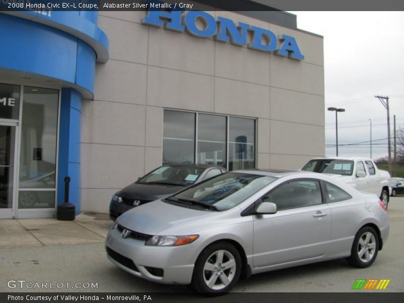 Alabaster Silver Metallic / Gray 2008 Honda Civic EX-L Coupe