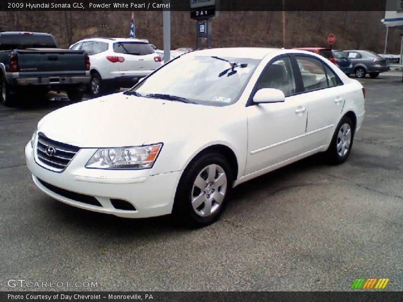 Powder White Pearl / Camel 2009 Hyundai Sonata GLS