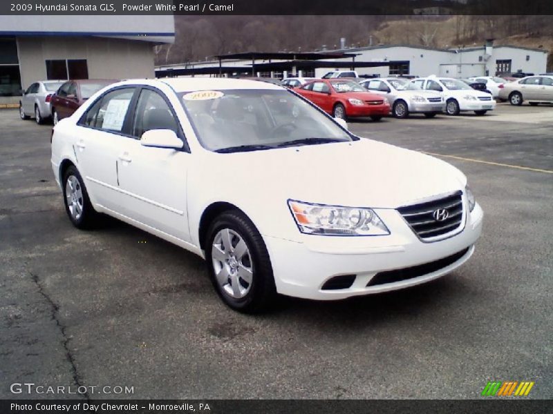 Powder White Pearl / Camel 2009 Hyundai Sonata GLS