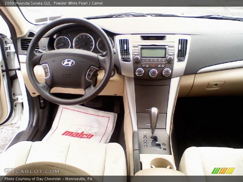 Powder White Pearl / Camel 2009 Hyundai Sonata GLS