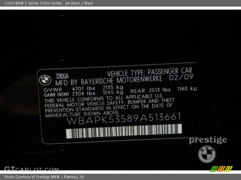 Jet Black / Black 2009 BMW 3 Series 328xi Sedan
