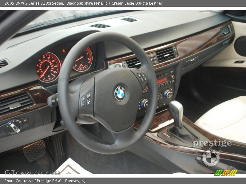 Black Sapphire Metallic / Cream Beige Dakota Leather 2009 BMW 3 Series 328xi Sedan