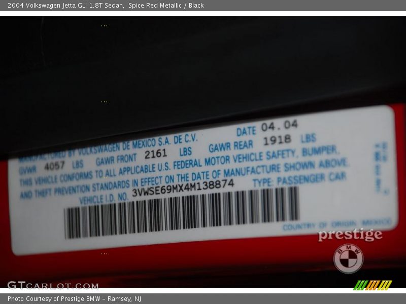 Spice Red Metallic / Black 2004 Volkswagen Jetta GLI 1.8T Sedan