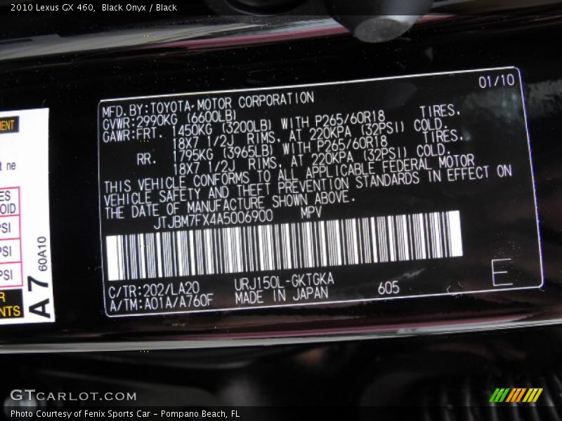 Black Onyx / Black 2010 Lexus GX 460