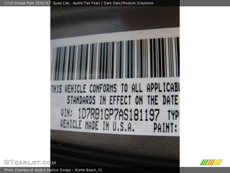 Austin Tan Pearl / Dark Slate/Medium Graystone 2010 Dodge Ram 1500 SLT Quad Cab