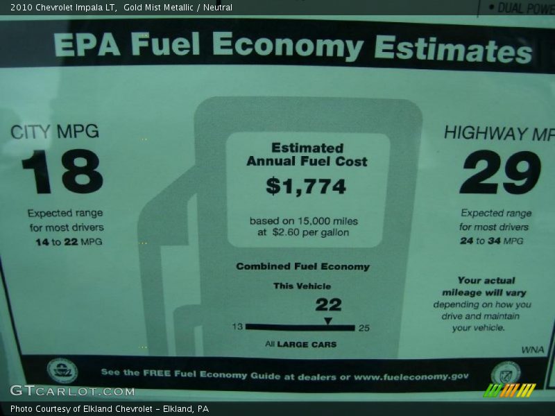 Gold Mist Metallic / Neutral 2010 Chevrolet Impala LT