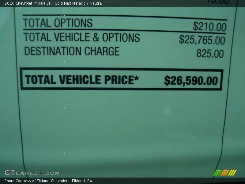 Gold Mist Metallic / Neutral 2010 Chevrolet Impala LT