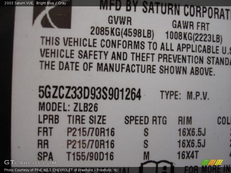 Bright Blue / Gray 2003 Saturn VUE