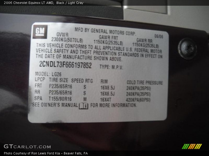 Black / Light Gray 2006 Chevrolet Equinox LT AWD
