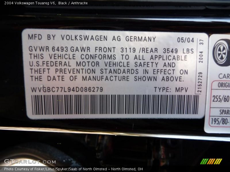 Black / Anthracite 2004 Volkswagen Touareg V6