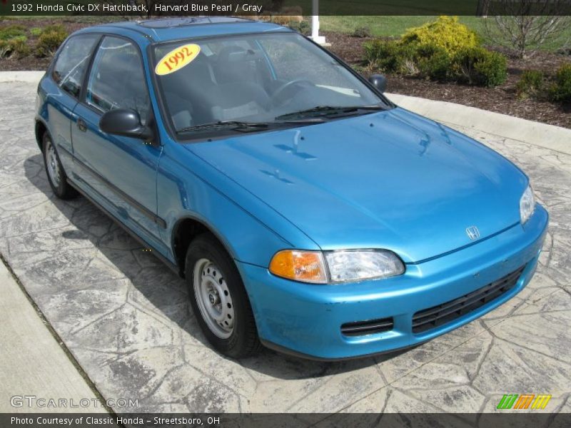 Harvard Blue Pearl / Gray 1992 Honda Civic DX Hatchback