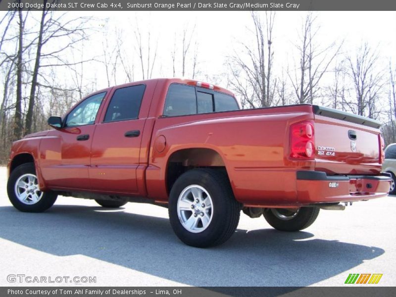 Sunburst Orange Pearl / Dark Slate Gray/Medium Slate Gray 2008 Dodge Dakota SLT Crew Cab 4x4