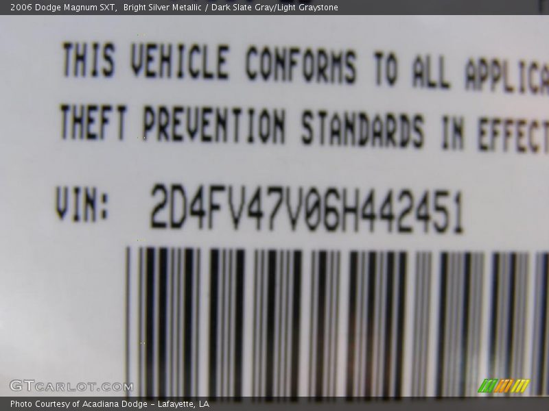 Bright Silver Metallic / Dark Slate Gray/Light Graystone 2006 Dodge Magnum SXT