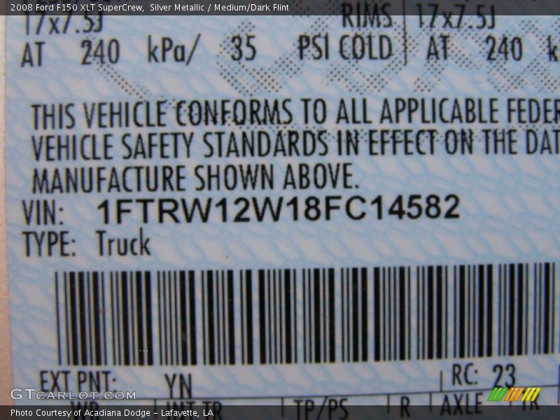 Silver Metallic / Medium/Dark Flint 2008 Ford F150 XLT SuperCrew