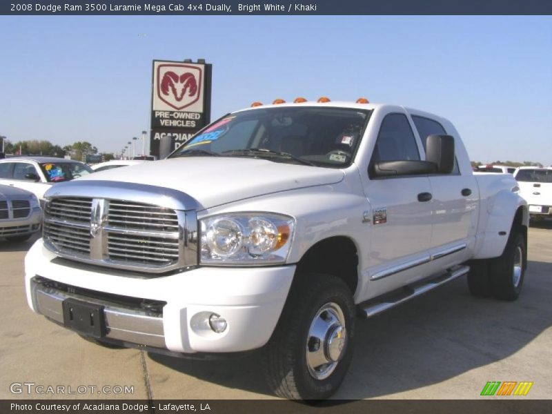 Bright White / Khaki 2008 Dodge Ram 3500 Laramie Mega Cab 4x4 Dually