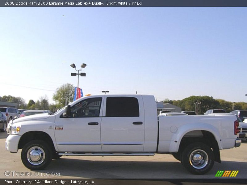 Bright White / Khaki 2008 Dodge Ram 3500 Laramie Mega Cab 4x4 Dually