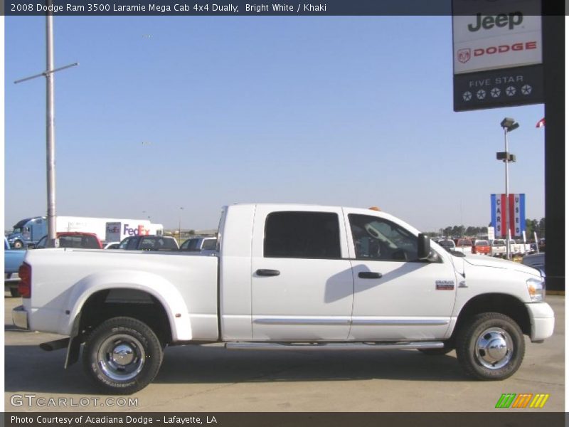 Bright White / Khaki 2008 Dodge Ram 3500 Laramie Mega Cab 4x4 Dually