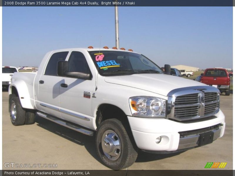 Bright White / Khaki 2008 Dodge Ram 3500 Laramie Mega Cab 4x4 Dually