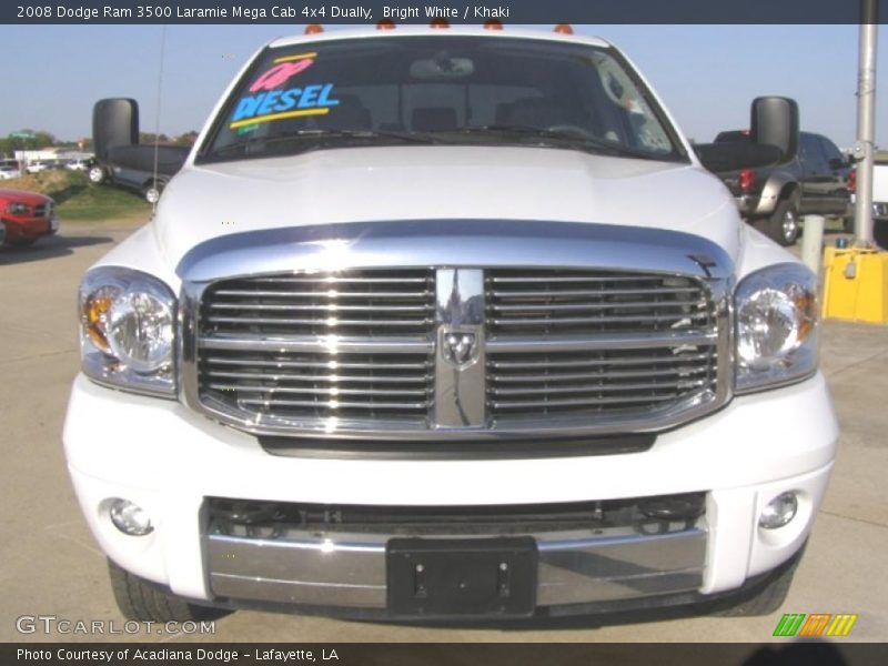 Bright White / Khaki 2008 Dodge Ram 3500 Laramie Mega Cab 4x4 Dually