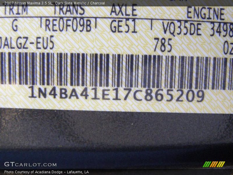 Dark Slate Metallic / Charcoal 2007 Nissan Maxima 3.5 SL