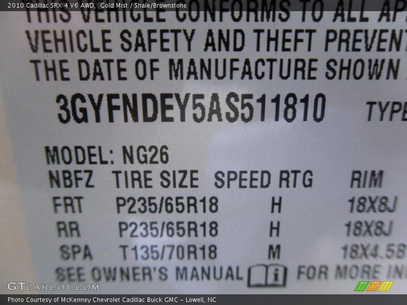 Gold Mist / Shale/Brownstone 2010 Cadillac SRX 4 V6 AWD