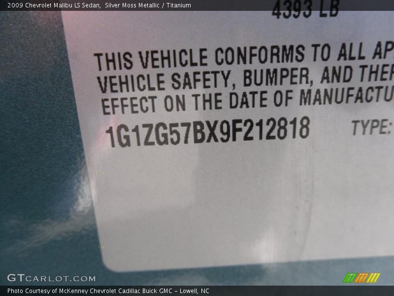 Silver Moss Metallic / Titanium 2009 Chevrolet Malibu LS Sedan