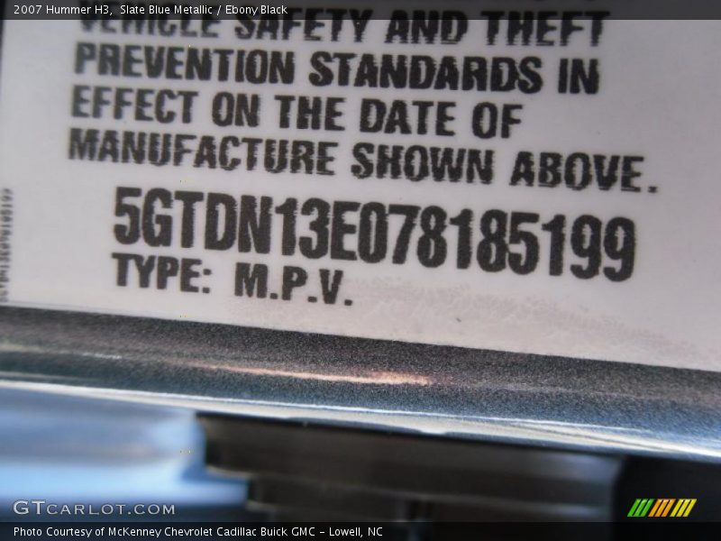 Slate Blue Metallic / Ebony Black 2007 Hummer H3