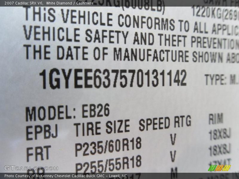 White Diamond / Cashmere 2007 Cadillac SRX V6