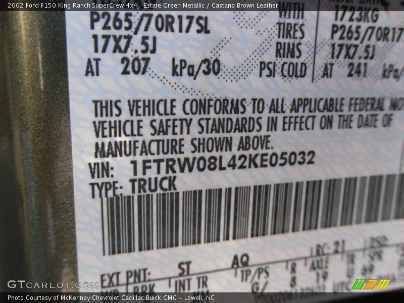 Estate Green Metallic / Castano Brown Leather 2002 Ford F150 King Ranch SuperCrew 4x4