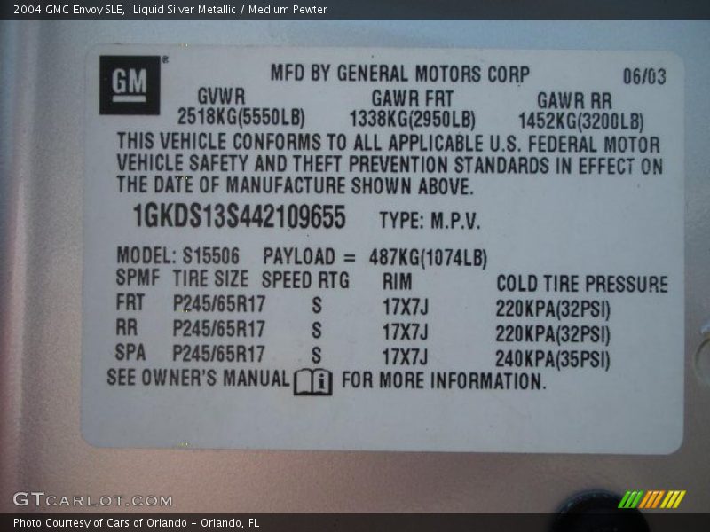Liquid Silver Metallic / Medium Pewter 2004 GMC Envoy SLE