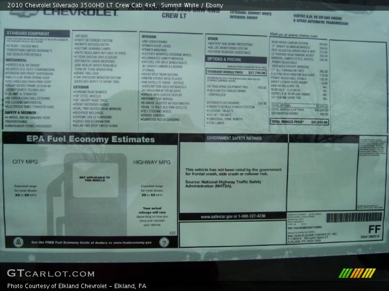 Summit White / Ebony 2010 Chevrolet Silverado 3500HD LT Crew Cab 4x4