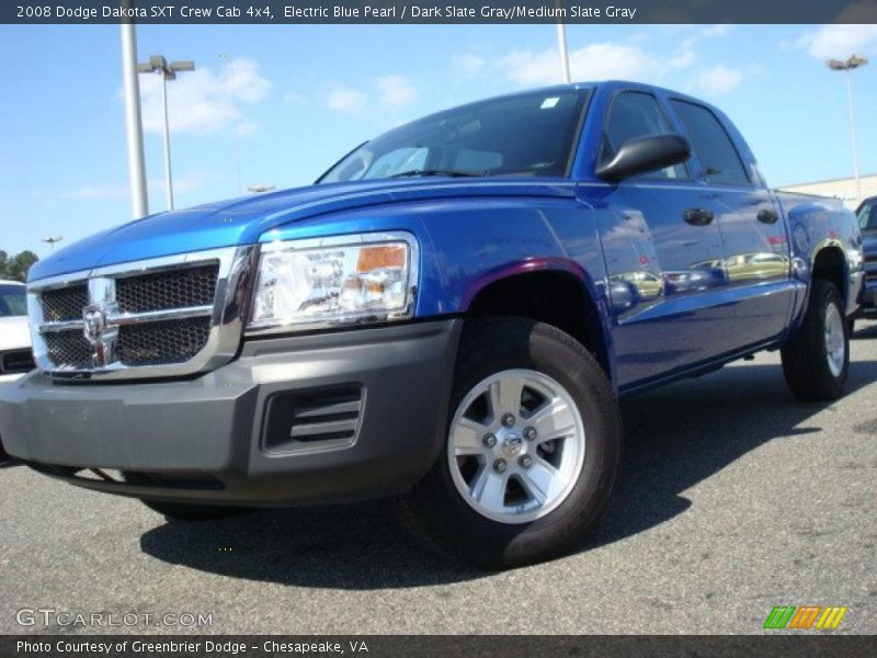 Electric Blue Pearl / Dark Slate Gray/Medium Slate Gray 2008 Dodge Dakota SXT Crew Cab 4x4