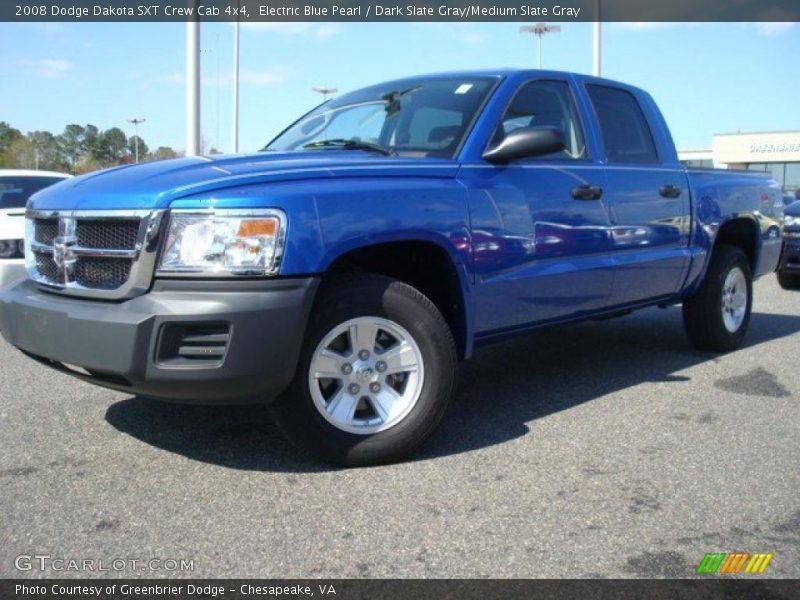 Electric Blue Pearl / Dark Slate Gray/Medium Slate Gray 2008 Dodge Dakota SXT Crew Cab 4x4